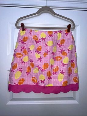 Vintage Lilly Pulitzer “Spanish Tiles” Pineapple Print Scalloped Hem Skirt